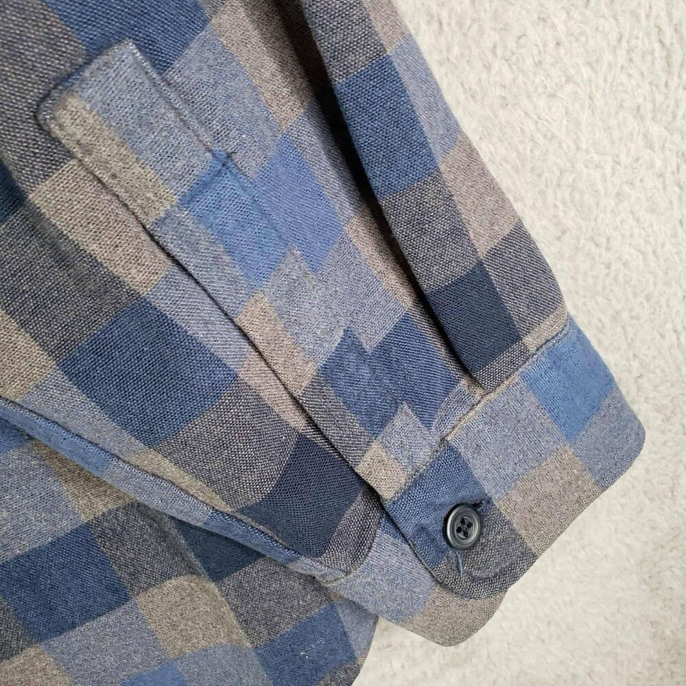 LL Bean Shirt Mens Gray Blue Plaid Flannel Long Sleeve Button Down Size XXL - Picture 7 of 10